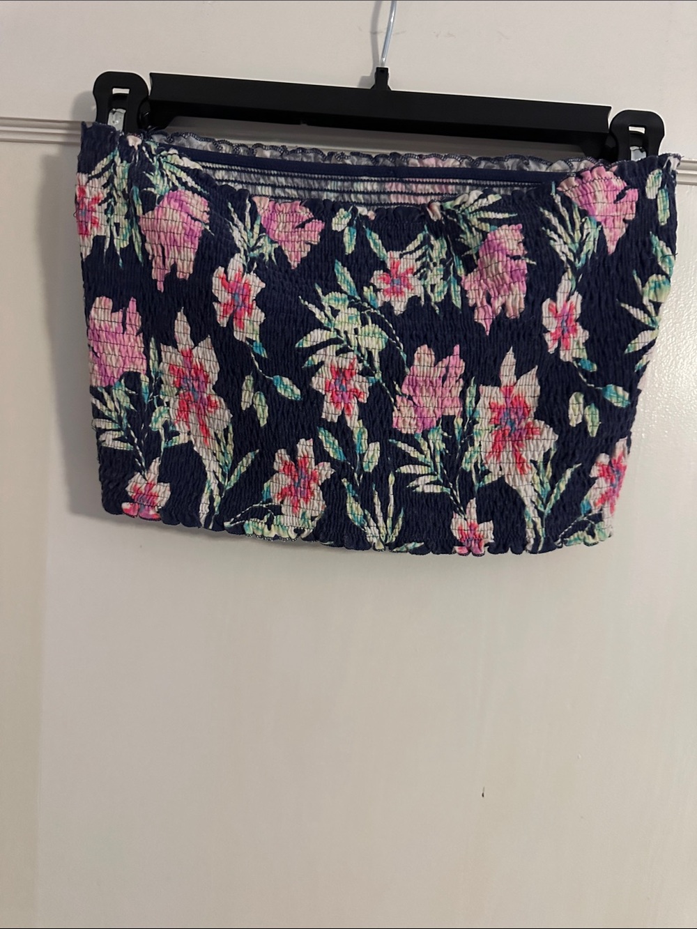 Victoria's Secret Navy Floral Smocked Crop Top
